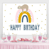 Schläfrig Faultier Und Regenbogen Glücklich Kinder Geburtstag Hintergrund